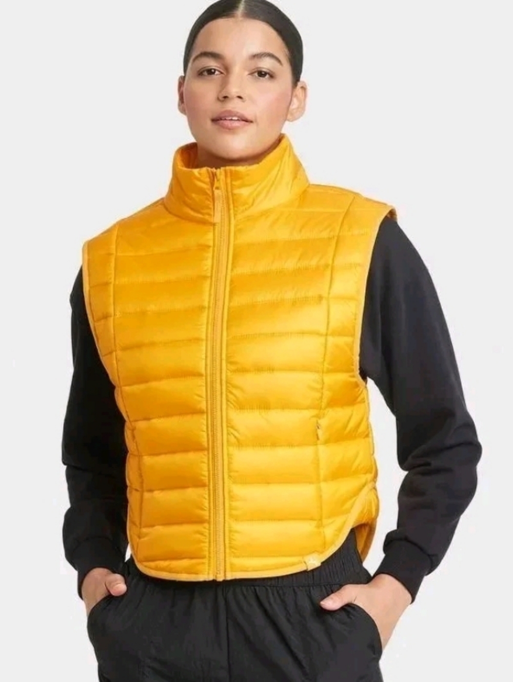 JoyLab Womens Quilted Puffer Vest in Yellow